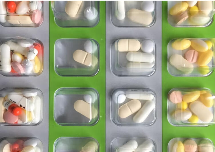 Pills in a white background